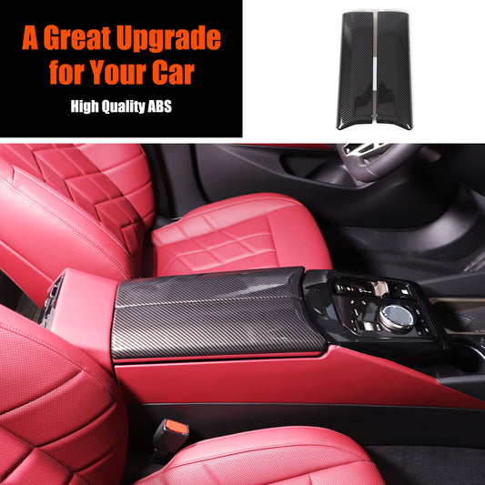 Carbon Fiber ABS Center Armrest Box Lid Trim Cover For BMW 5 Series G60 i5 2024+ 1