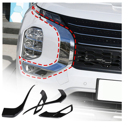 For Mitsubishi Outlander 2022 2023 Black Front Side Grille Molding Cover Trim 12