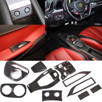 Real Carbon Fiber Car Interior Kit Cover Trim Set For Ferrari 458 2011-2016 1