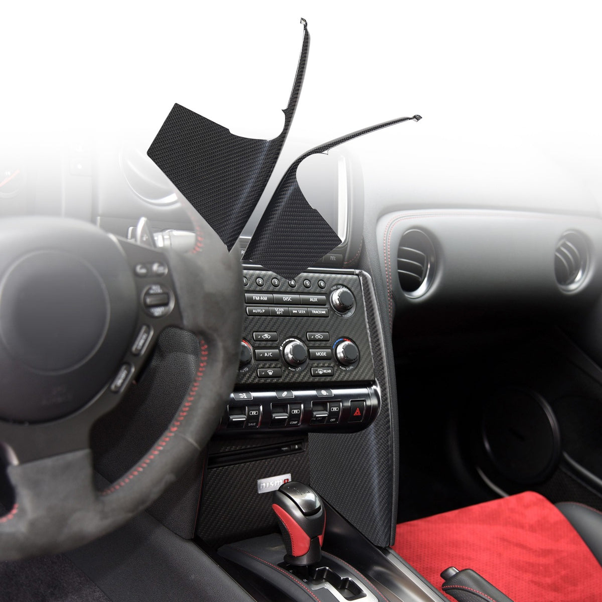 Real Carbon Fiber Mode Button Side Cover Trim For Nissan GT‑R R35 2008‑2016 1