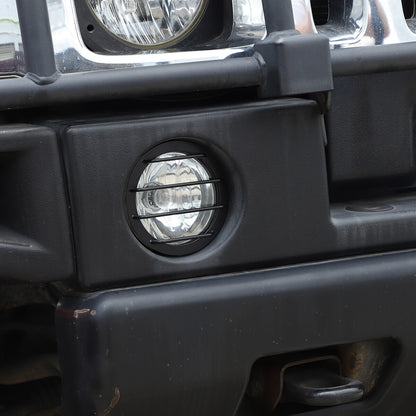 2pcs Carbon steel Fog Light Lamp Bezel Trim Rings Cover For Hummer H2 2003-2009 8