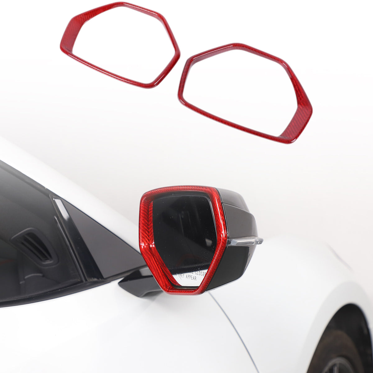 Red Real Carbon Fiber Side View Mirror Frame Cover Trim For Corvette C8 20-26 2