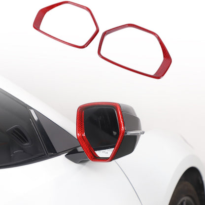 Red Real Carbon Fiber Side View Mirror Frame Cover Trim For Corvette C8 20-26 2