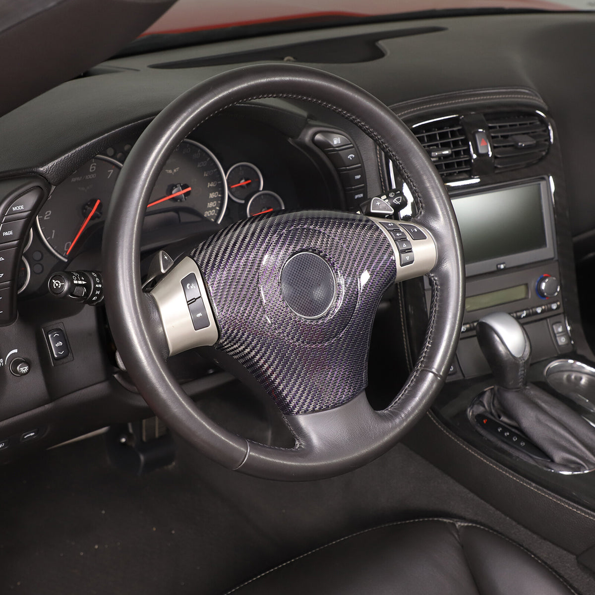 Real Carbon Fiber Center Steering wheel trim cover For Corvette C6 2005-2013 15