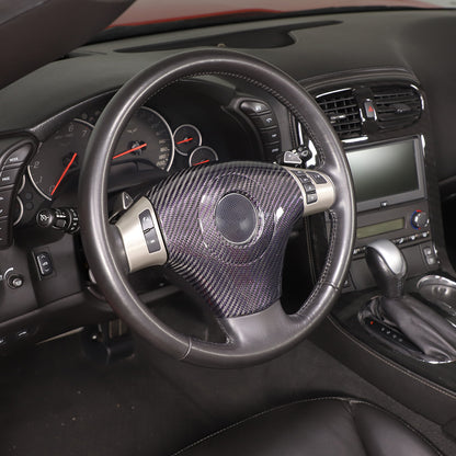 Real Carbon Fiber Center Steering wheel trim cover For Corvette C6 2005-2013 15