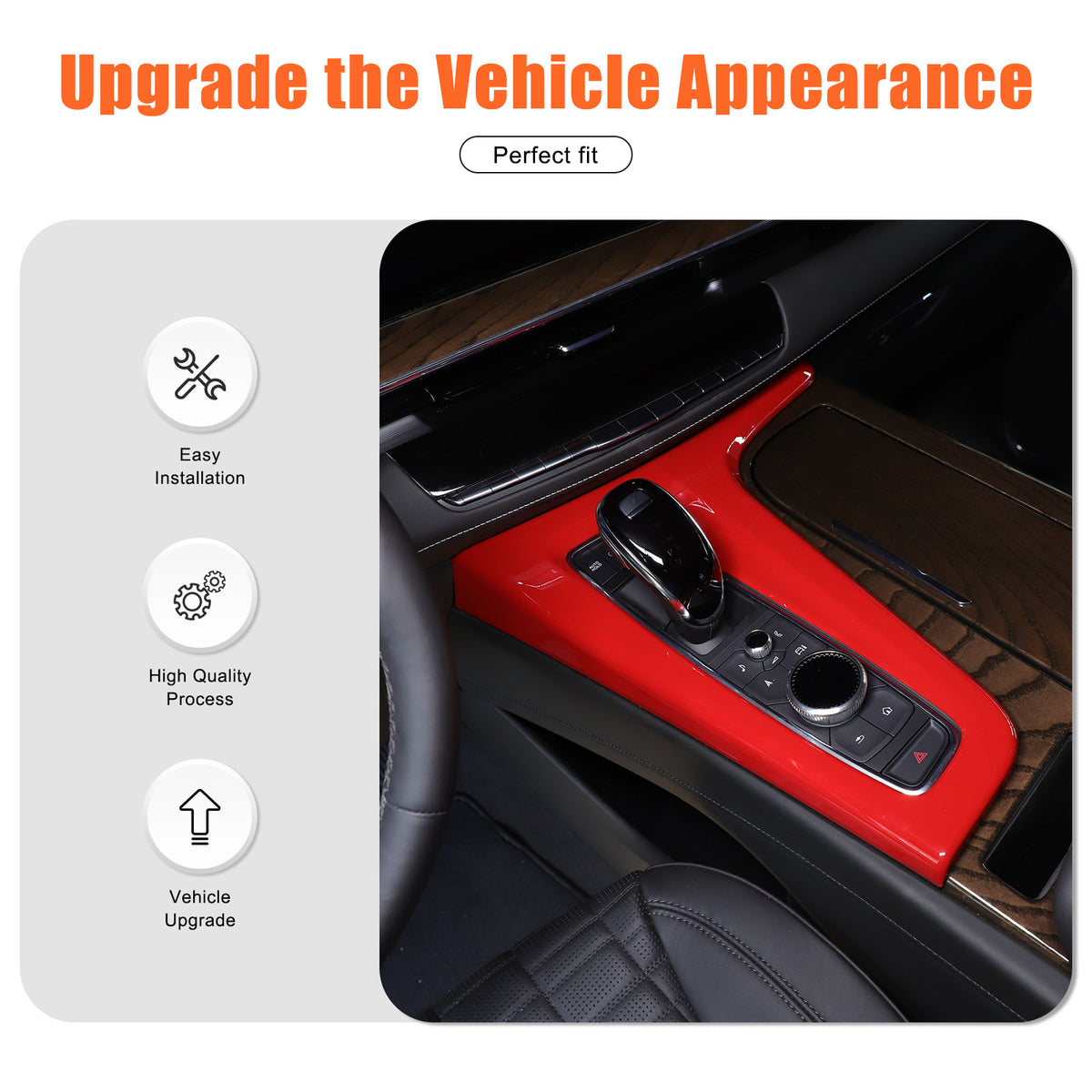 Red ABS Center Control Gear Trim Panel Trim Cover For Cadillac Escalade 21-23 US 21
