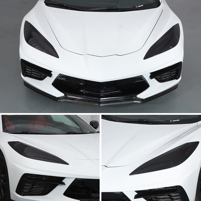 Transparent Gray Smoked Front Headlight Blackout Trim For Corvette C8 20+ US 22