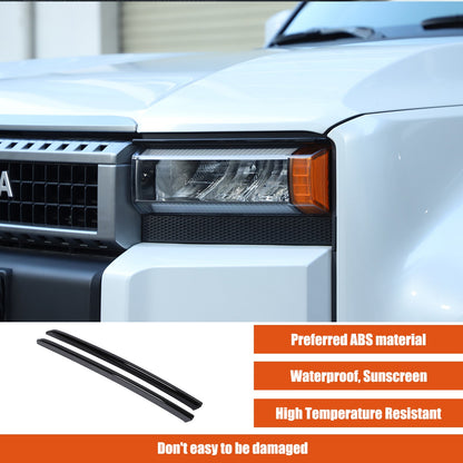 Glossy Piano Black Front Headlight Eyebrow Trim For Toyota Prado LC250 2024+ US 15