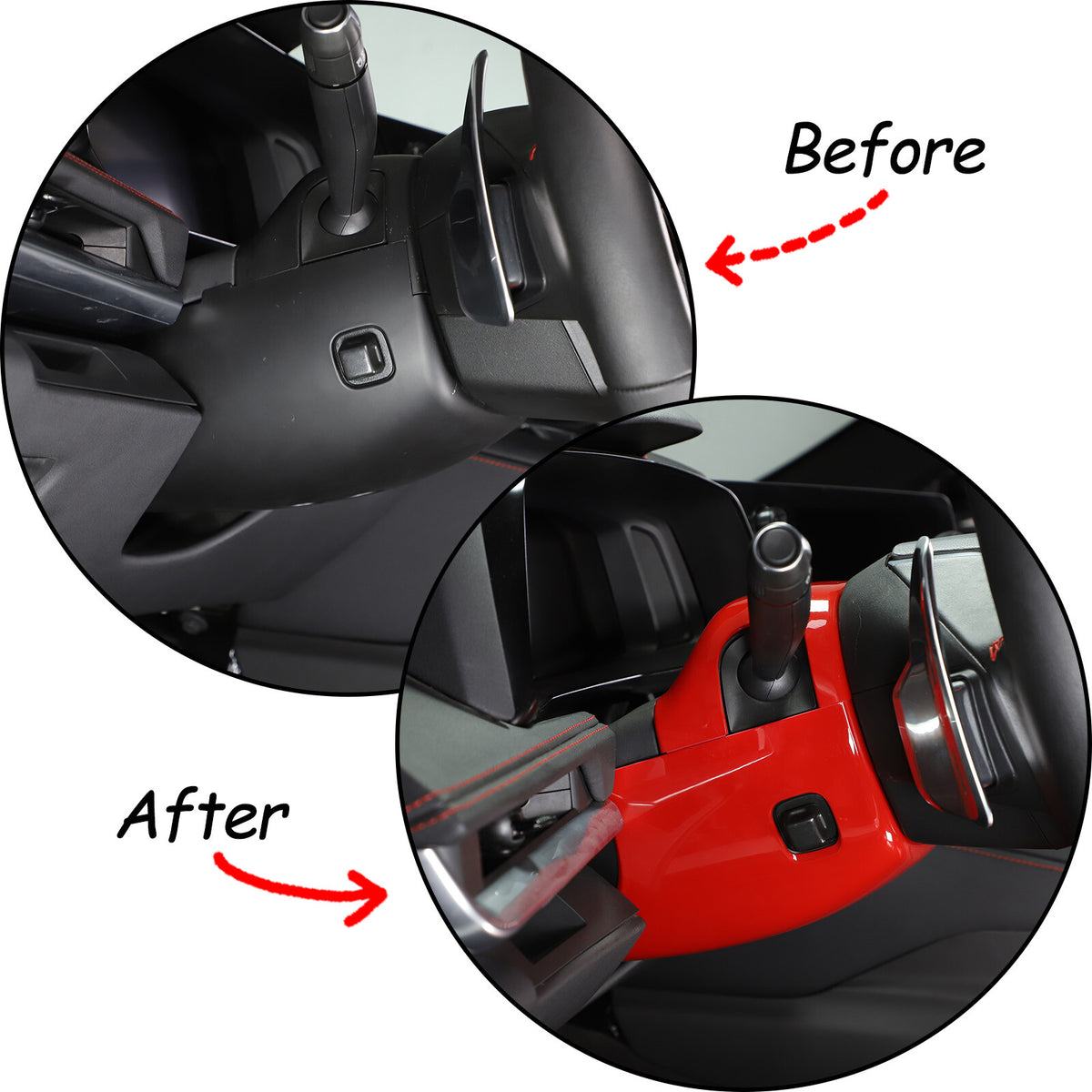 Red ABS Steering Wheel Base Cover Trim Bezels For Corvette C8 2020-2026 US 3