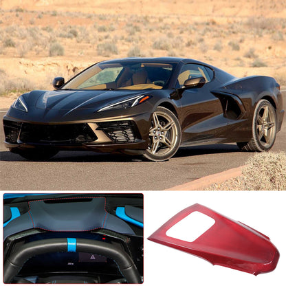 Red Real Carbon Fiber Dashboard Instrument Upper Trim For Corvette C8 20+ 12