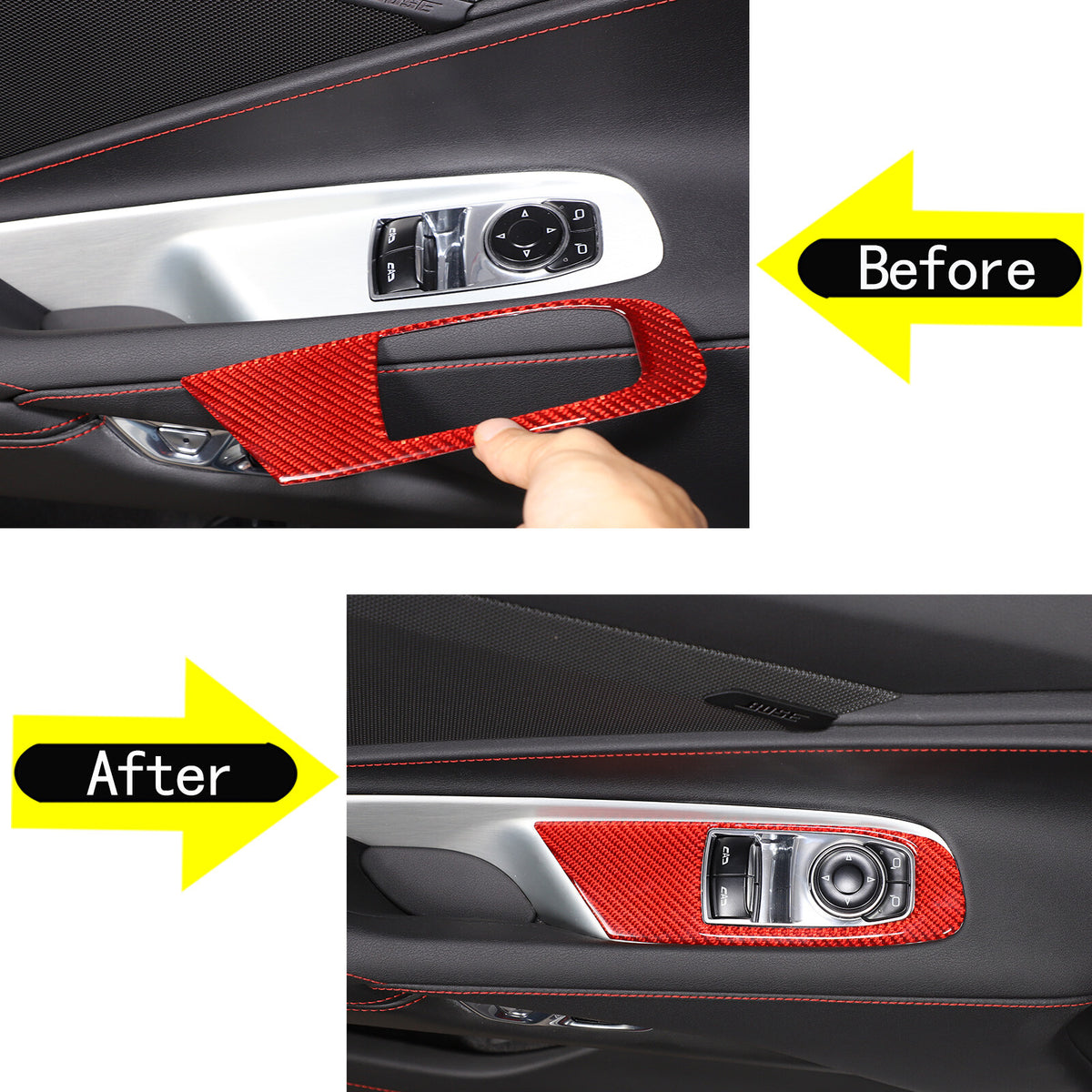 Red Soft Carbon Fiber Interior Decor Trim Kit Cover Set For Corvette C8 20-25 8