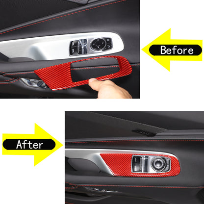Red Soft Carbon Fiber Interior Decor Trim Kit Cover Set For Corvette C8 20-25 8