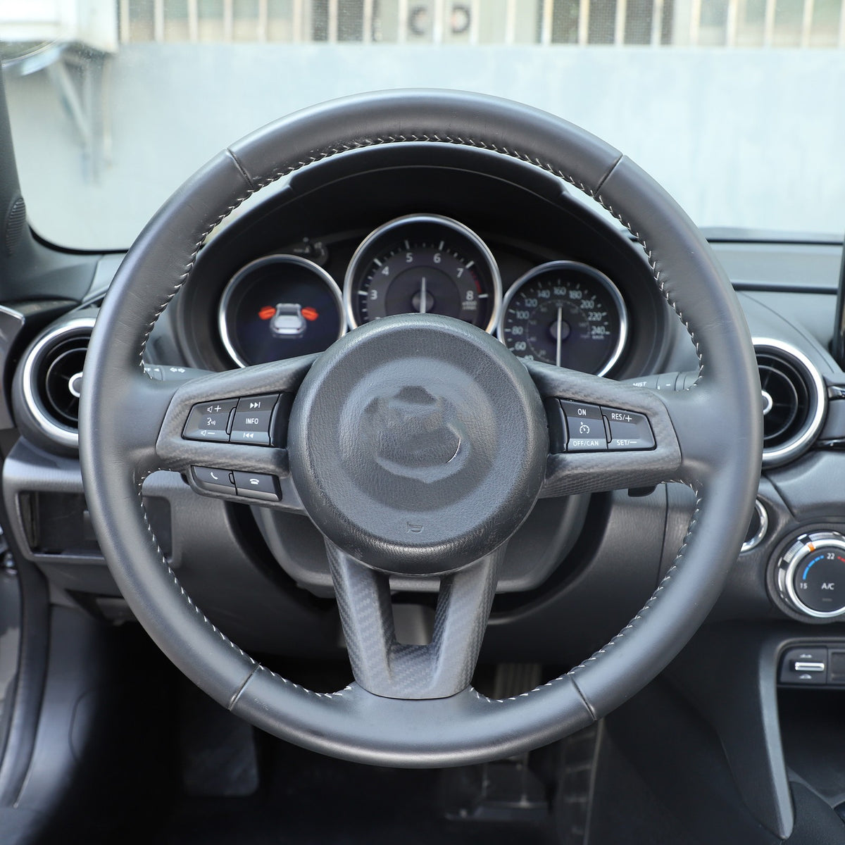 Matte Real Carbon Fiber Steering Wheel Button Trim For Mazda MX-5 Miata 16-25 22