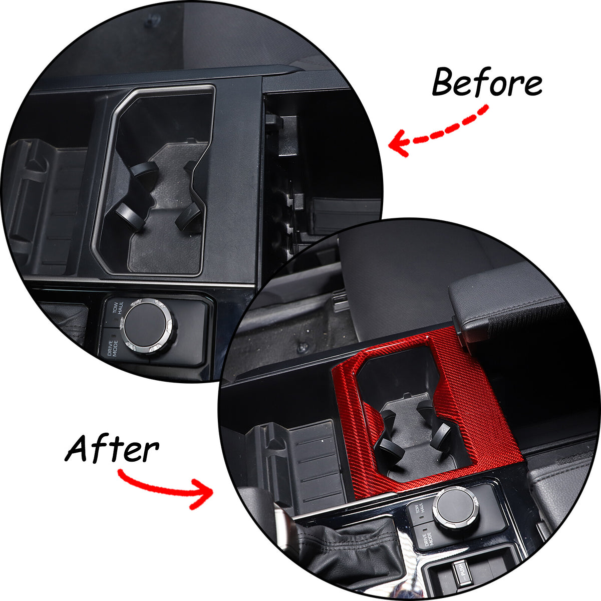 Red Real Carbon fiber Center Front Cup Holder Cover Trim For Toyota Tundra 22-26 14