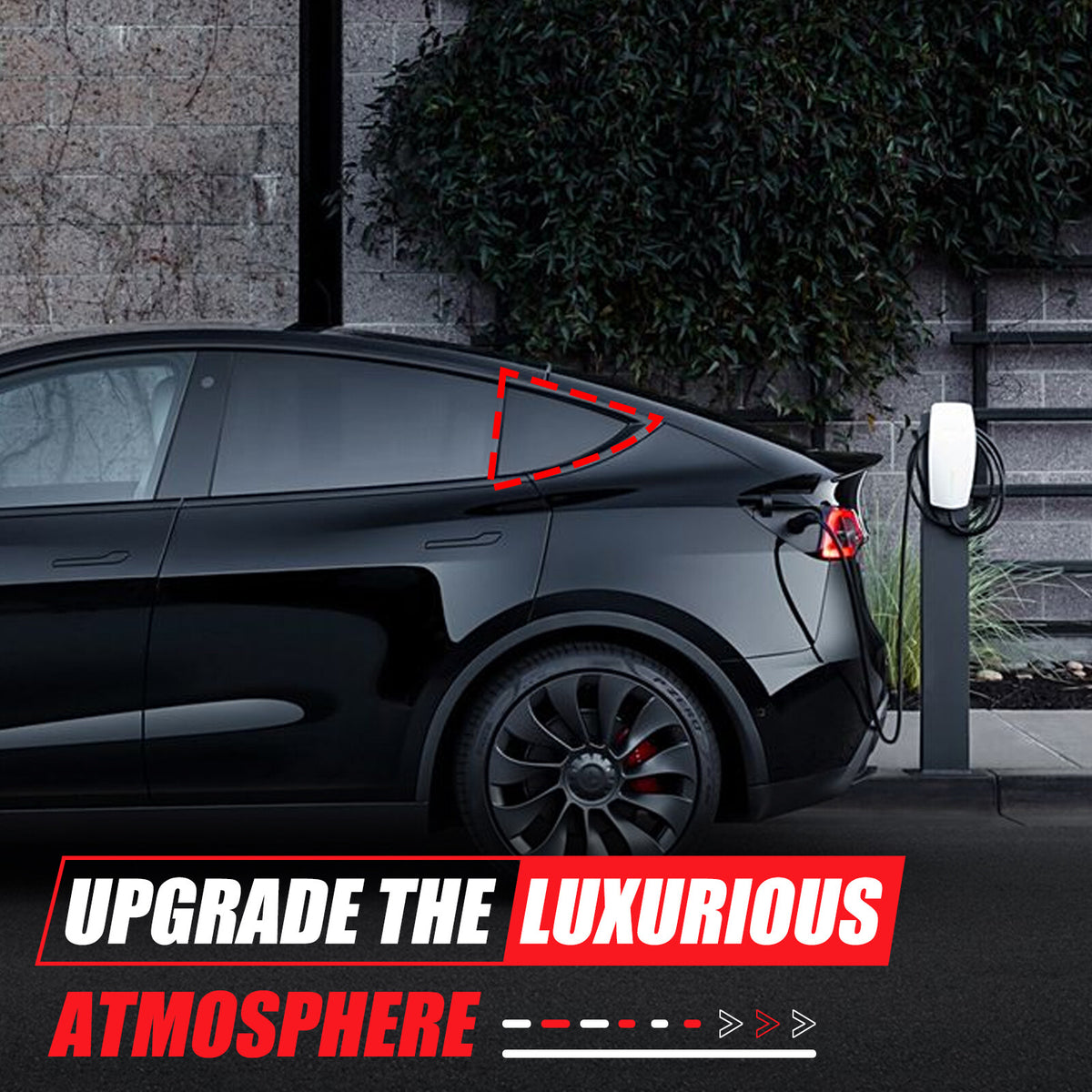 Honeycomb Exterior Rear Quarter Door Window Pillar Trim For Tesla Model Y 14