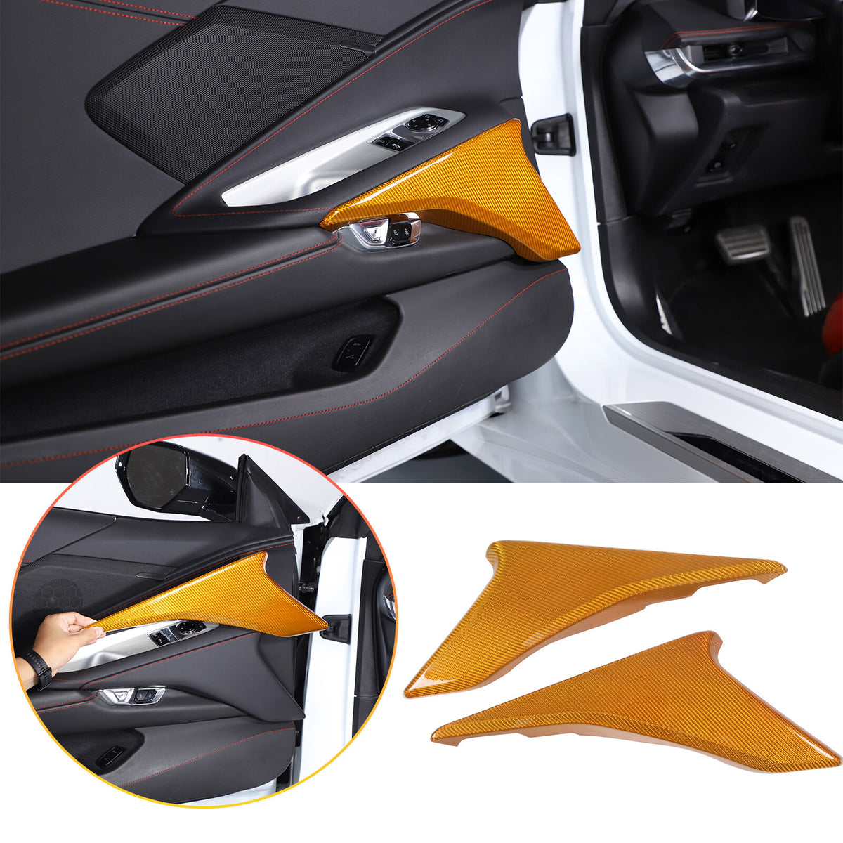 Yellow Carbon Fiber Rear Window Lower Trim Cover For 2020-2026 C8 corvette Coupe 1