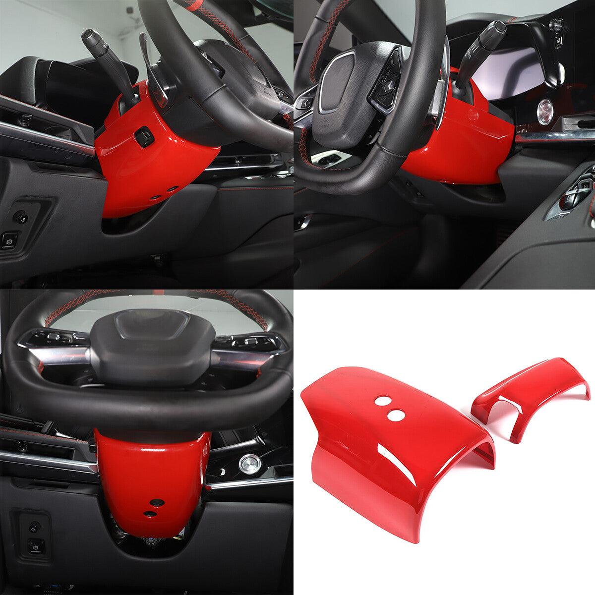 Red ABS Steering Wheel Base Cover Trim Bezels For Corvette C8 2020-2026 US 1