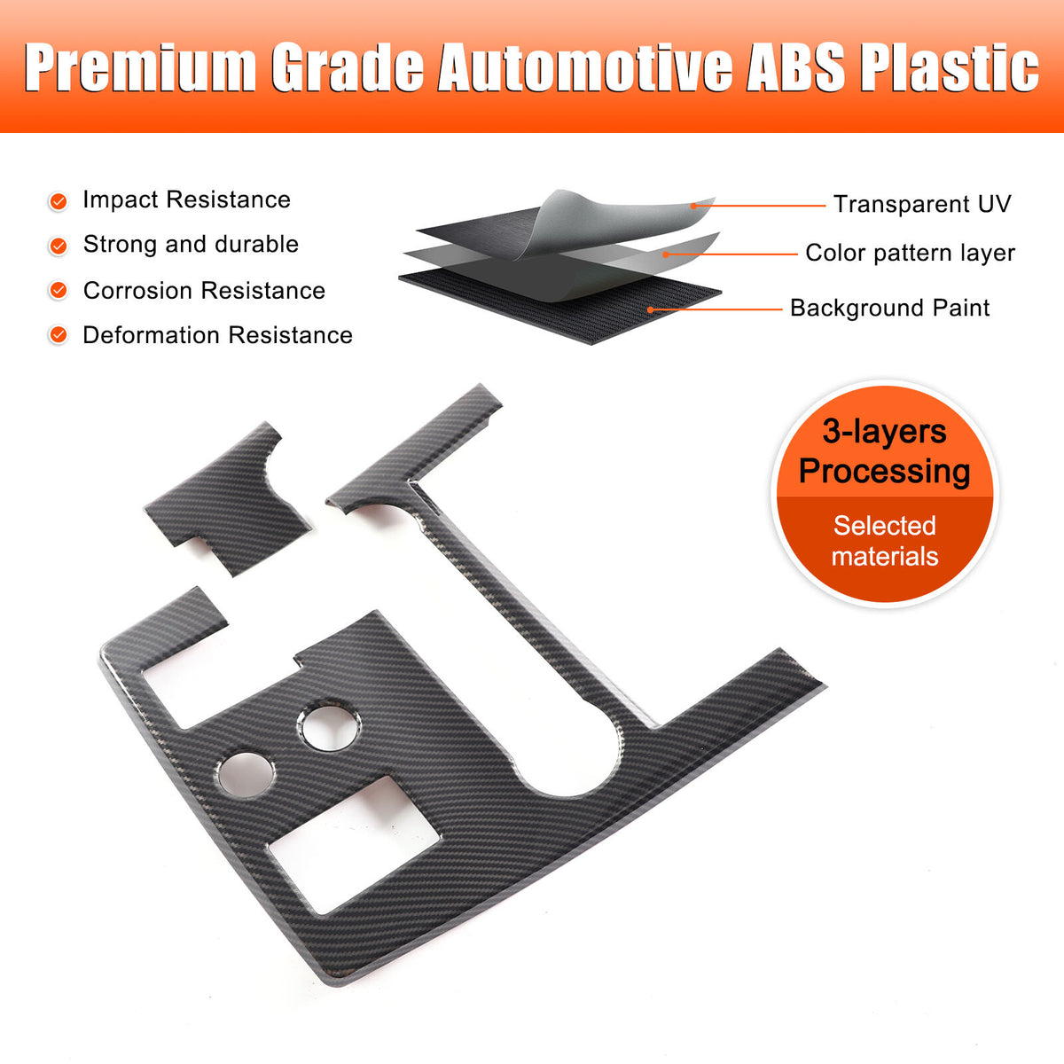 ABS Carbon Fiber Center Gear Shift Panel Cover for Range Rover Sport 2023-2024 13