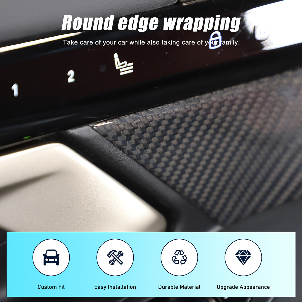 Real Carbon Fiber Interior Door Handle Cover Trim For BMW 5 Series G60 i5 2024+ 7