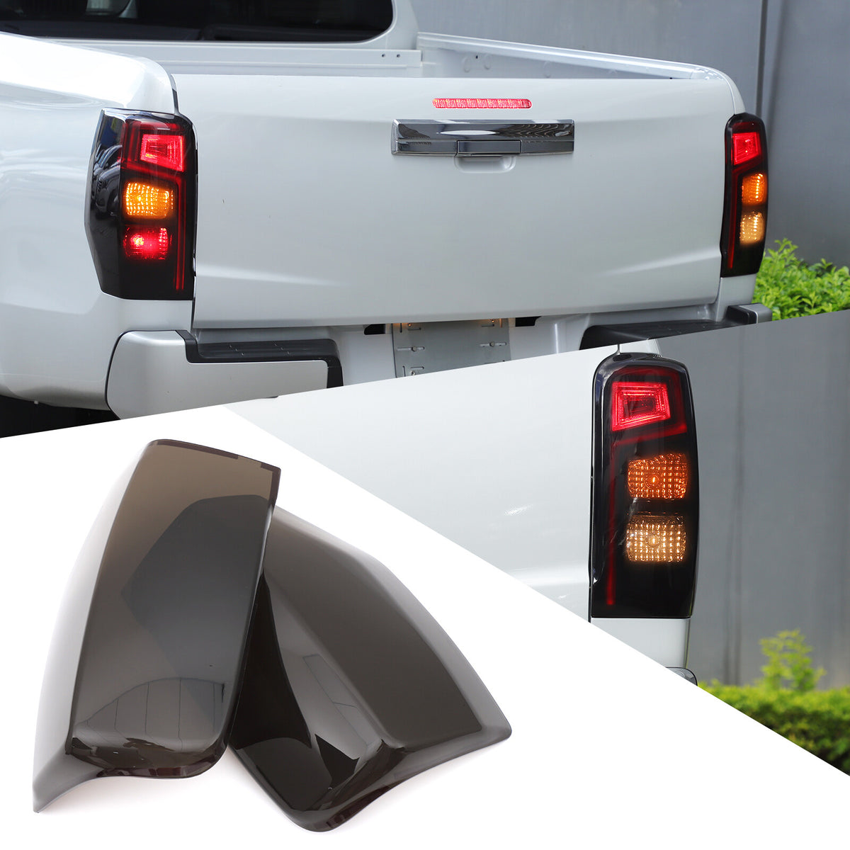 Smoked Black Rear Tail Light Guard Cover Trim Bezels For Mitsubishi L200 2019+ 10
