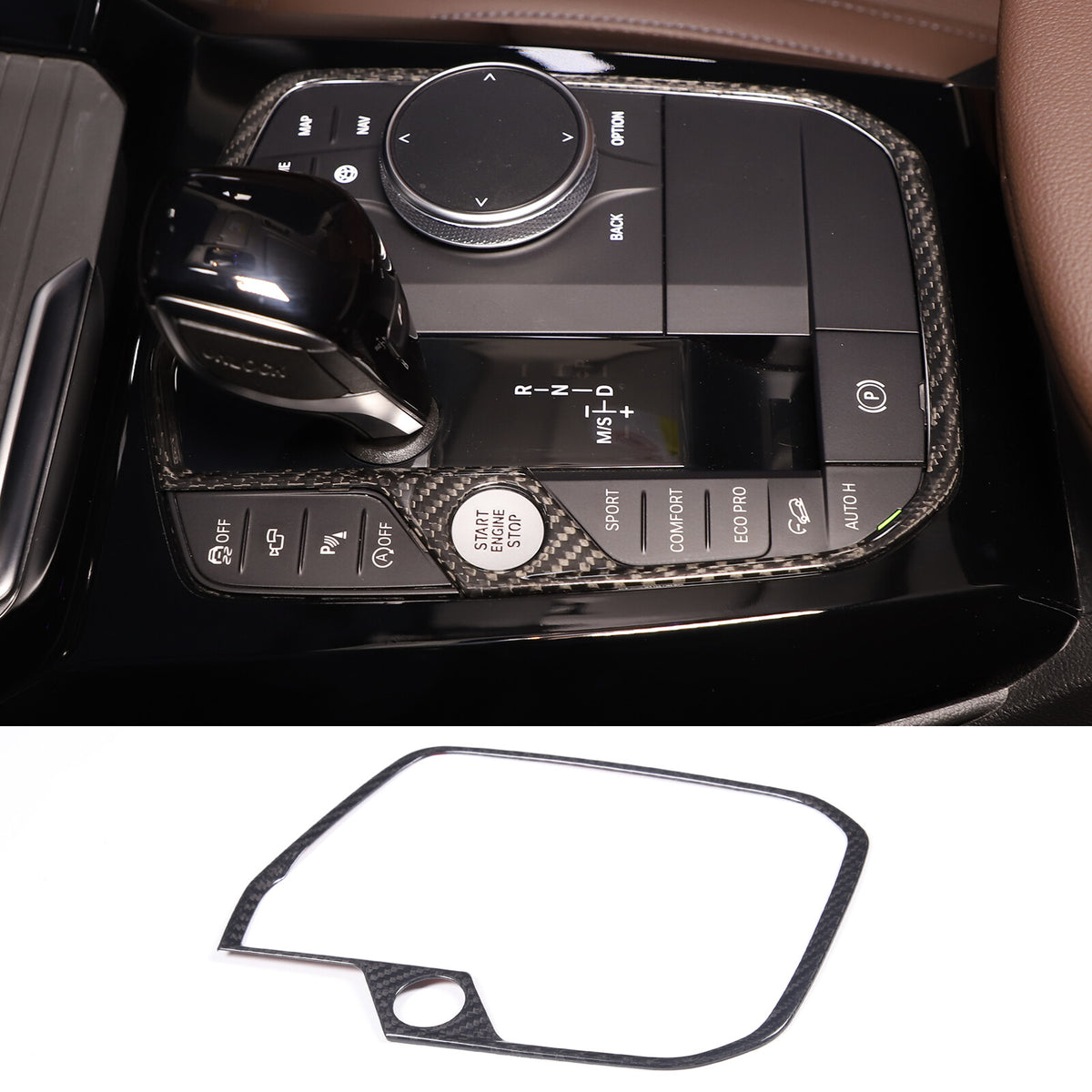 Dry Carbon Fiber Gear shift Panel Frame Trim For BMW 8 series 2019-2023 US 4