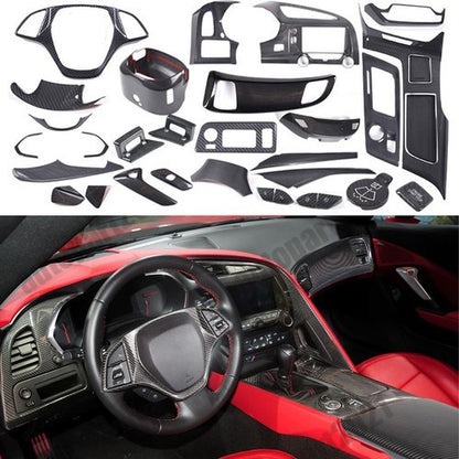 Real Carbon Fiber Interior Dashboard Trim Cover Decor Kit For Corvette C7 14-19 118