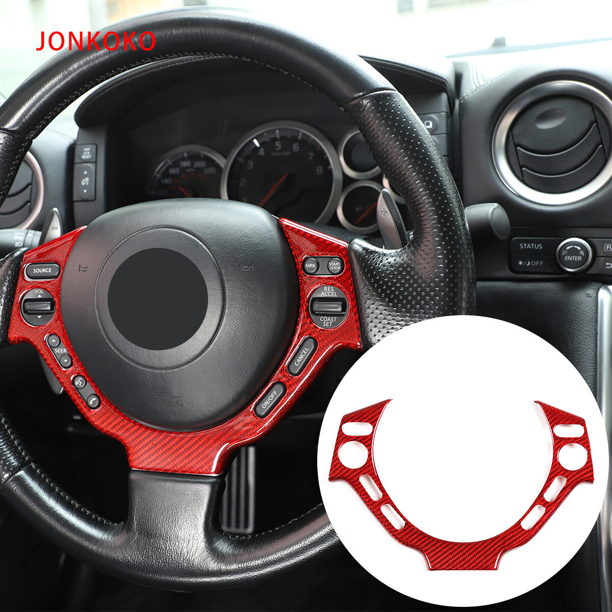 Red Real Carbon Fiber Interior Center Trim Cover Kit For Nissan GTR R35 2008-16 16