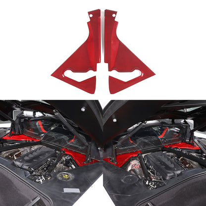Red Real Carbon fiber Front Hood Lift Support Corner Cover For Corvette C8 20-26 3