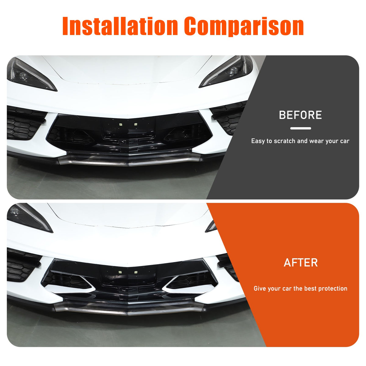 White ABS Front Bumper Center Grille Frame Trim For Corvette C8 2020+ 23