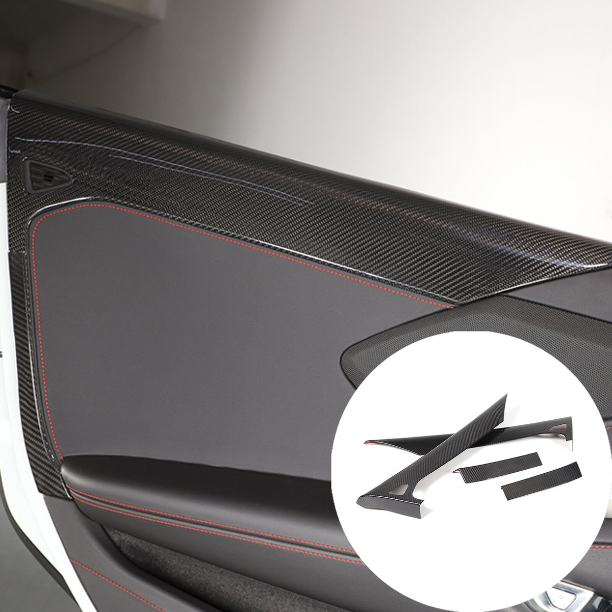 Real Carbon Fiber Inner Interior Door Panel Cover Trim For Corvette C8 2020-26 17