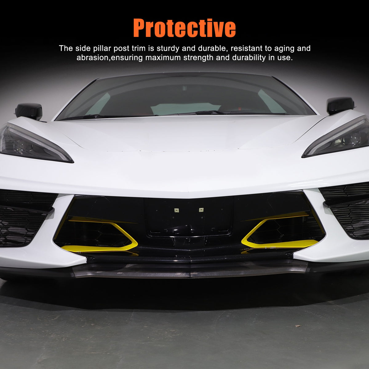 Yellow ABS Front Bumper Middle Grille Trim Cover For Corvette C8 2020+ 1