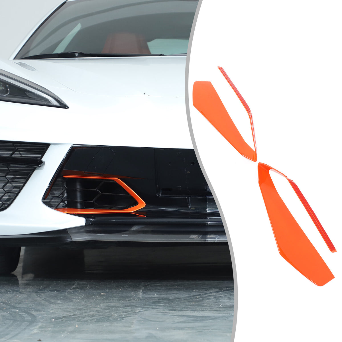 Orange ABS Front Grille Trim Frame Cover For Corvette C8 2020+ US 14