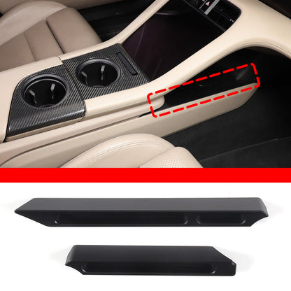 Black Aluminum Center Console Lower Storage Strip Trim For Porsche Taycan 19+ 10