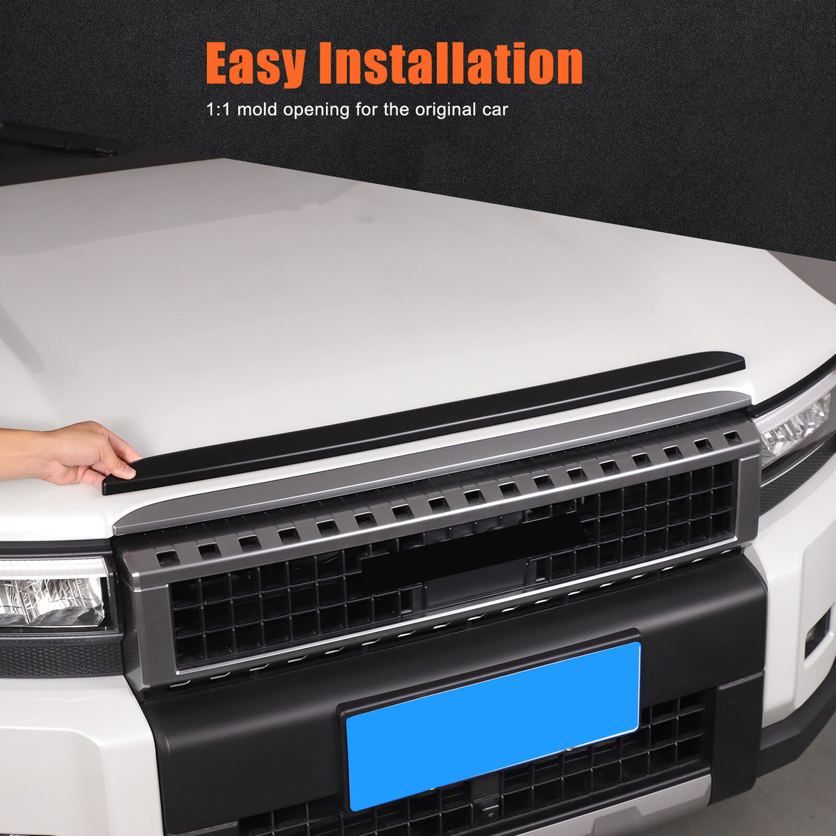 Matt Black Front Grille Upper Engine Hood Trim For Toyota Land Cruiser LC250 24+ 21