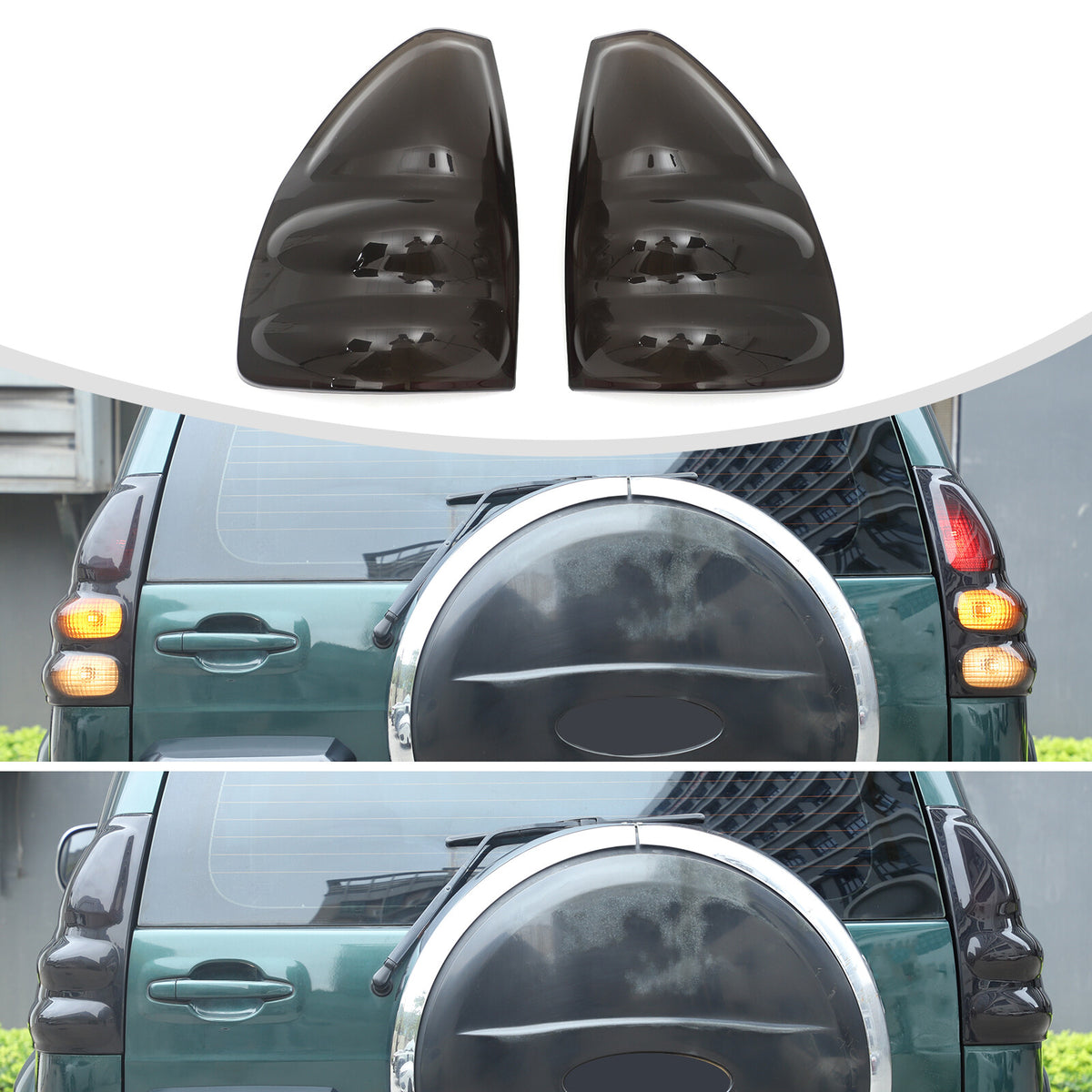 Smoked Black Rear Tail Light Guard Cover Trim Bezel For Toyota Prado FJ120 03-09 16