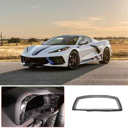 Forged Carbon Fiber Dashboard Speedmeter Panel Trim Cover For C8 Corvette 20-25 10