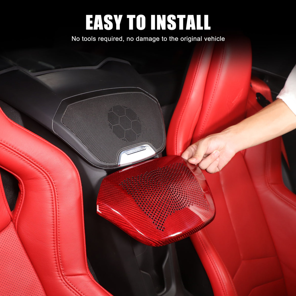 Real Carbon Fiber Rear Speaker Grill Cover For Corvette C8 2LT 3LT 2020+ 7