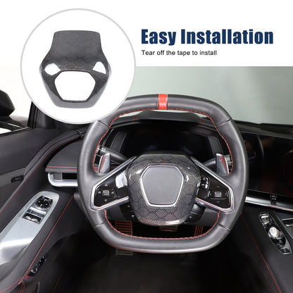 Real Honeycomb Carbon Fiber Steering Wheel Center Surround Cover For C8 Corvette 24