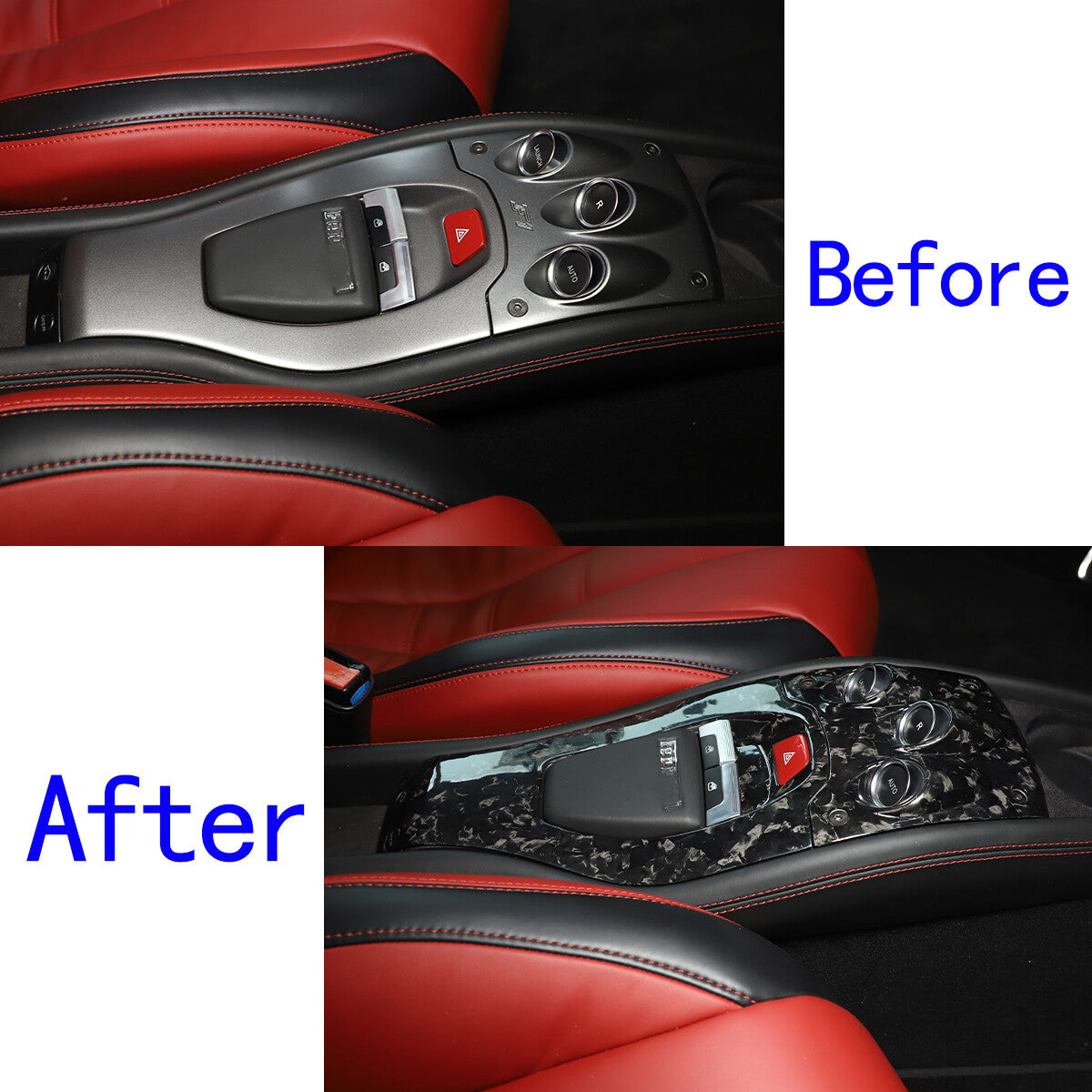 Forged Carbon Fiber Console Gear Shift Switch Button Panel For Ferrari 458 11-16 12
