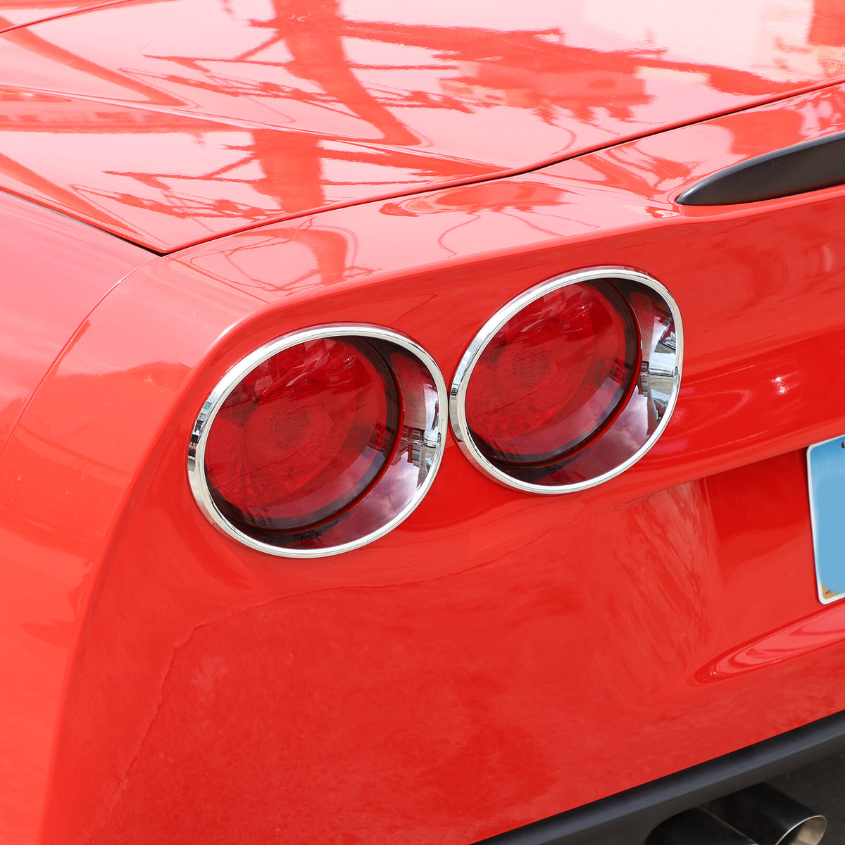 4Pcs Silver ABS Tail light Lamp trim ring Frame Bezel For Corvette C6 2005-2013 13