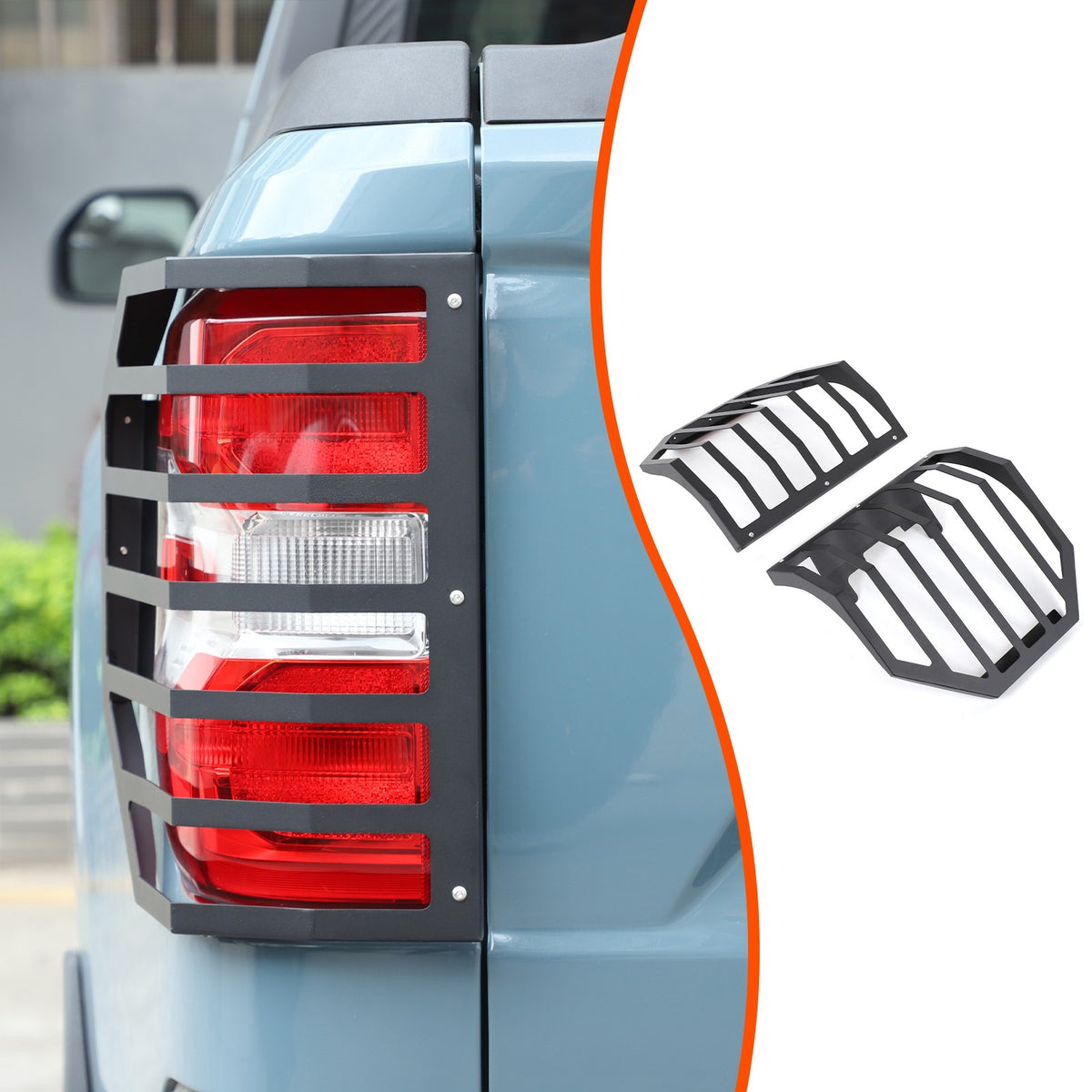 Mesh Carbon Steel Black Taillight Protection Cover Trim For Ford Maverick 2022+ 5