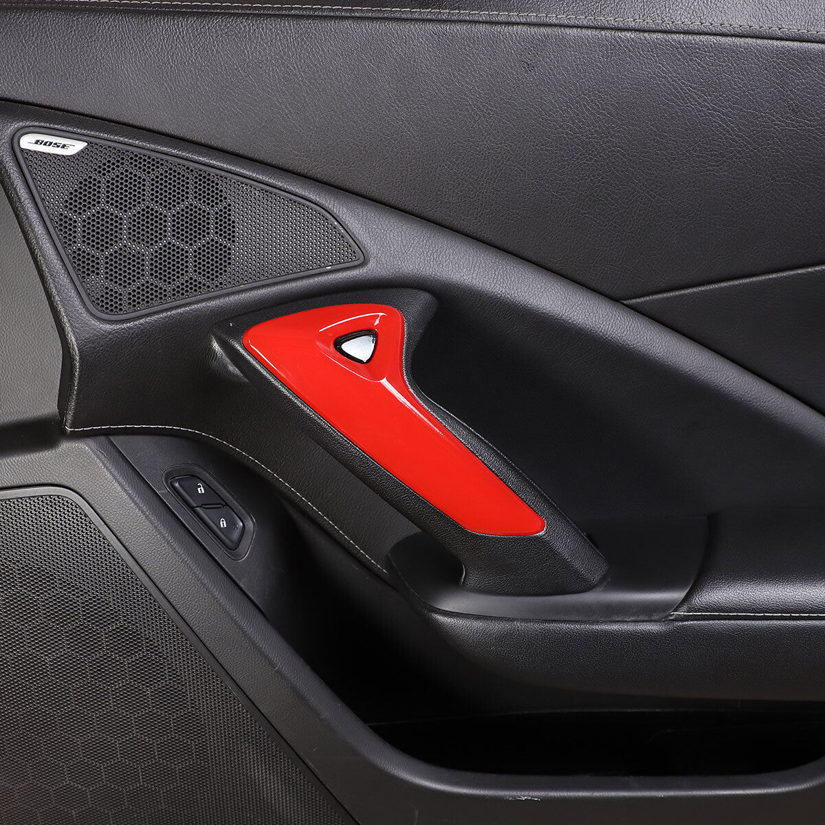Red Interior Window Lift Door Handle Cover Trim Kit For Corvette C7 14-19 13