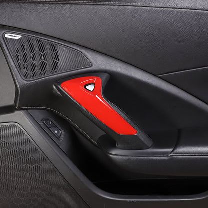 Red Interior Window Lift Door Handle Cover Trim Kit For Corvette C7 14-19 13