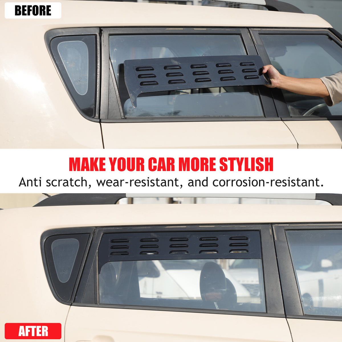 Black Rear Door Window Louver Air Vent Panel Trim Cover For Kia Soul 2009-2013 6