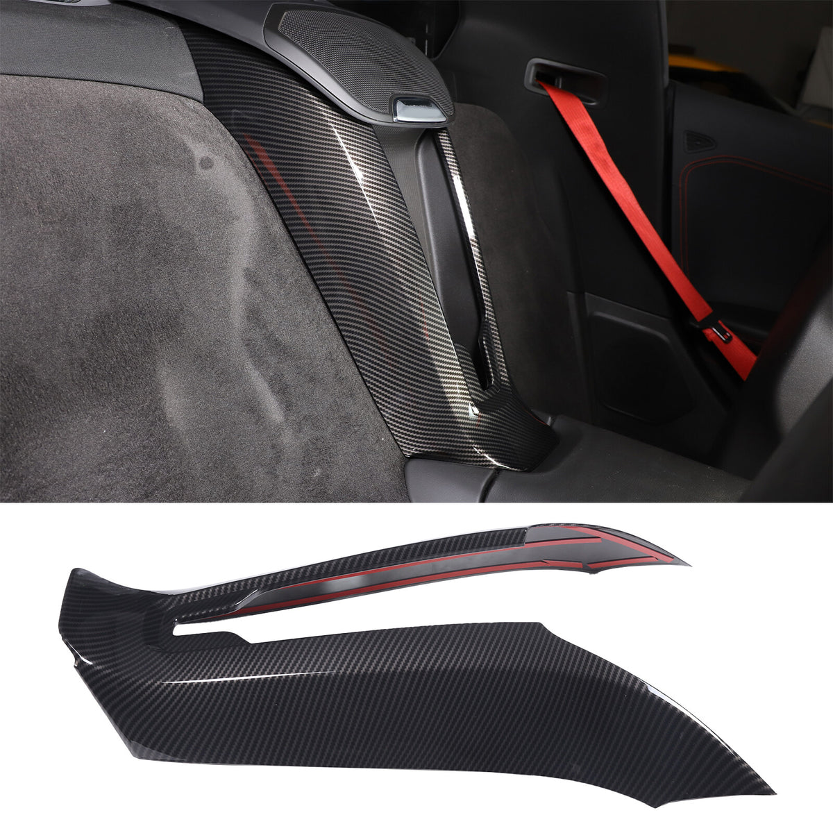 ABS Carbon Fiber Interior Center Console Cover Trim Kit For Corvette C8 2020-26 2