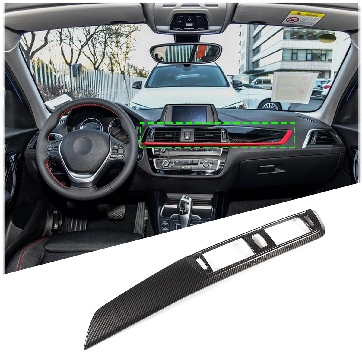 ABS Carbon Fiber Center Console Dashboard Panel Trim For BMW 1 2 Series 17-19 1