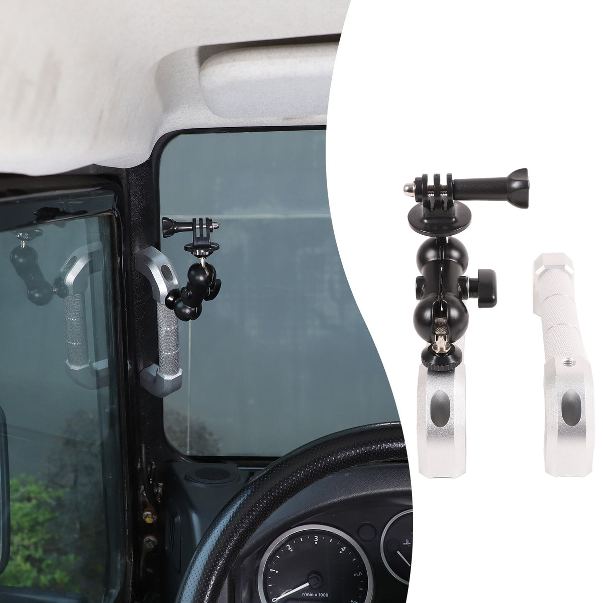 Silver Aluminum A-Pillar Handle W Cam Mount For LR Defender L316 2004-2018 19