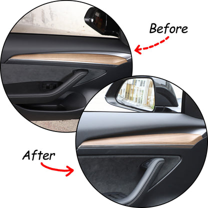 Pear Wood Grain ABS Interior Door Panel Trim For Tesla Model 3/Y 2021-2022 14