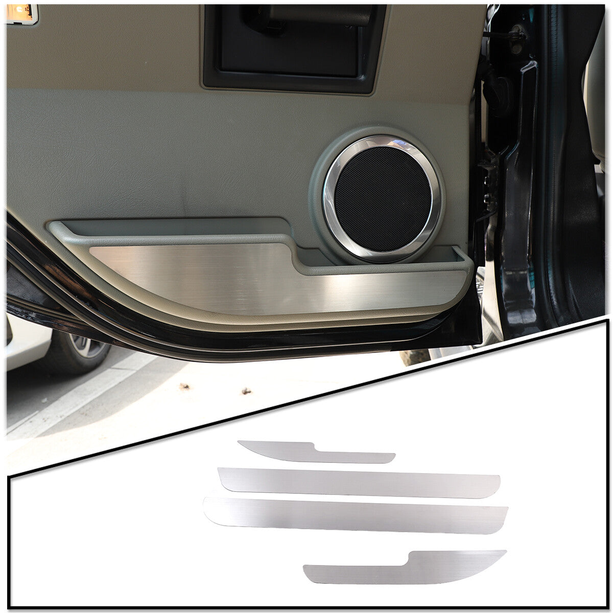 4PCS Silver Steel Inner Door Anti-Kick Panel Sticker Trim For Hummer H2 03-07 2