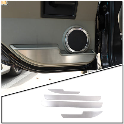 4PCS Silver Steel Inner Door Anti-Kick Panel Sticker Trim For Hummer H2 03-07 2